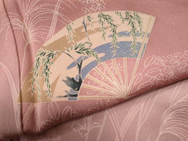 平和屋着物●訪問着 扇面草花文 正絹 逸品 CAAU1920yc