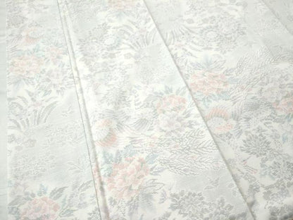 平和屋着物●都喜ヱ門　本場大島紬白大島　孔雀草花文　藤絹織物謹製正絹　逸品　未使用　CAAU1927yc