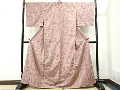 平和屋着物●上質な紬　草花文　正絹　逸品　CAAU1931yc