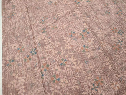 平和屋着物●上質な紬　草花文　正絹　逸品　CAAU1931yc