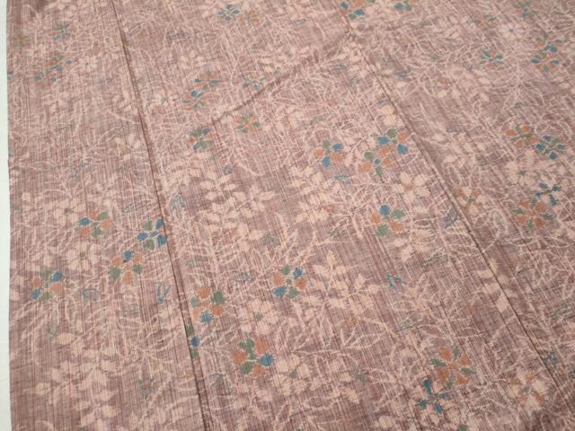 平和屋着物●上質な紬　草花文　正絹　逸品　CAAU1931yc