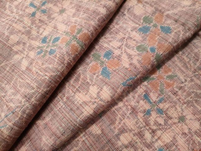 平和屋着物●上質な紬　草花文　正絹　逸品　CAAU1931yc