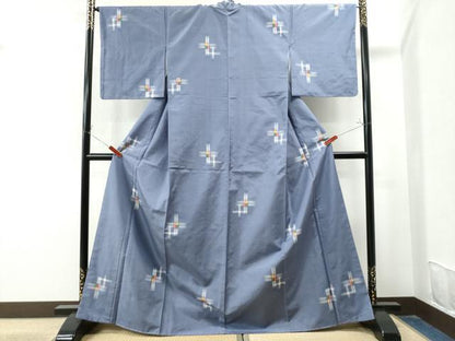 平和屋着物●上質な紬 格子吉祥文 正絹 逸品 CAAU1943yc