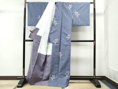 平和屋着物●上質な紬 格子吉祥文 正絹 逸品 CAAU1943yc