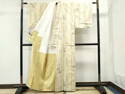 平和屋着物●上質な紬 草花文 正絹 逸品 CAAU1946yc