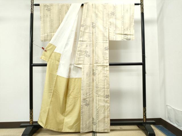 平和屋着物●上質な紬 草花文 正絹 逸品 CAAU1946yc