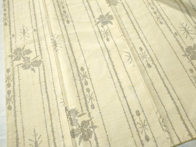 平和屋着物●上質な紬 草花文 正絹 逸品 CAAU1946yc