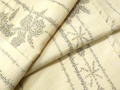平和屋着物●上質な紬 草花文 正絹 逸品 CAAU1946yc
