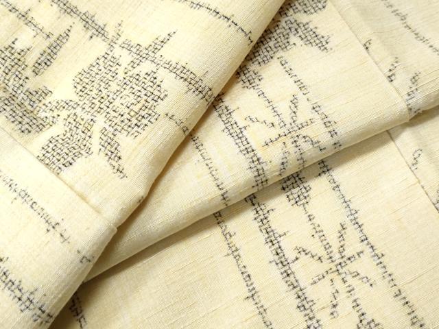 平和屋着物●上質な紬 草花文 正絹 逸品 CAAU1946yc
