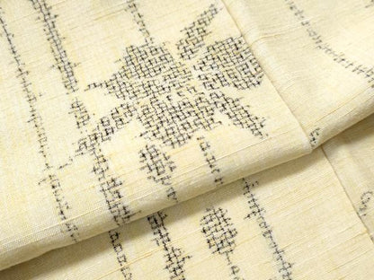 平和屋着物●上質な紬 草花文 正絹 逸品 CAAU1946yc