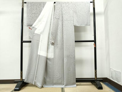 平和屋着物●無地絵羽訪問着 花菱笹竹丸文 牡丹鼠色 ほていや扱い 正絹 逸品 未使用 CAAU1969yc