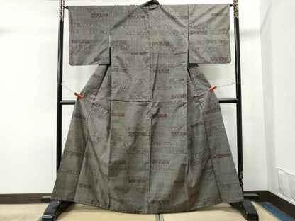 平和屋着物●本場大島紬 9マルキ 短冊花唐草文 正絹 逸品 CAAU1972yc