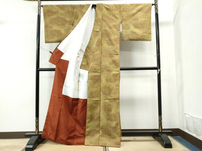 平和屋着物●上質な紬 格子柄 正絹 逸品 CAAU1974yc