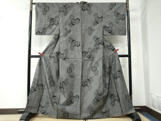 平和屋着物●本場大島紬　9マルキ　雪輪吉祥花文　正絹　逸品　CAAU2002yc