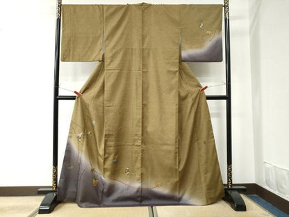 平和屋着物●訪問着 作家物 紬地 仕覆吉祥花文 金彩 やまと誂製 正絹 逸品 CAAU2017yc