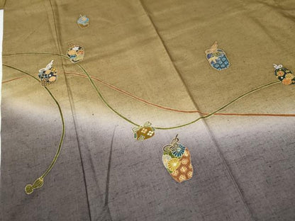 平和屋着物●訪問着 作家物 紬地 仕覆吉祥花文 金彩 やまと誂製 正絹 逸品 CAAU2017yc
