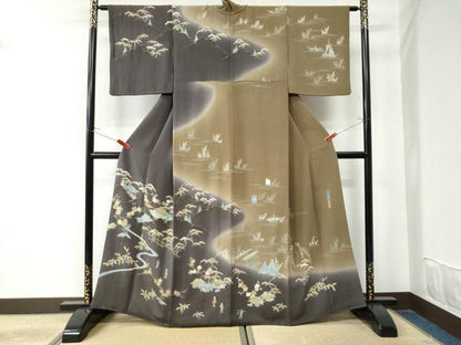 平和屋着物●名門・上野家　上野街子　清染居　訪問着　三井晩鐘　暈し染め　鬼しぼ縮緬　正絹　逸品　CAAU2023yc