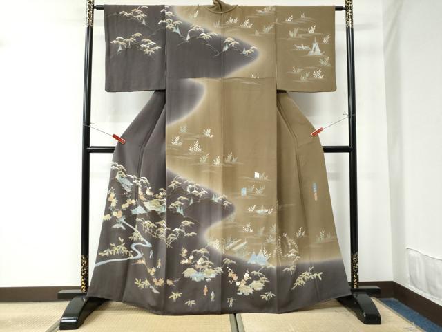 平和屋着物●名門・上野家　上野街子　清染居　訪問着　三井晩鐘　暈し染め　鬼しぼ縮緬　正絹　逸品　CAAU2023yc