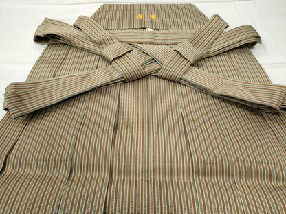 平和屋着物●男性 馬乗り袴 縞 正絹 逸品 CAAU2033yc