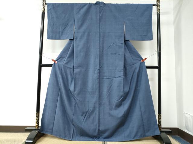 平和屋着物●結城紬　色無地　薄群青色　正絹　逸品　CAAU2053yc 平和屋着物○結城紬 色無地 薄群青色 正絹 逸品 CAAU2053yc