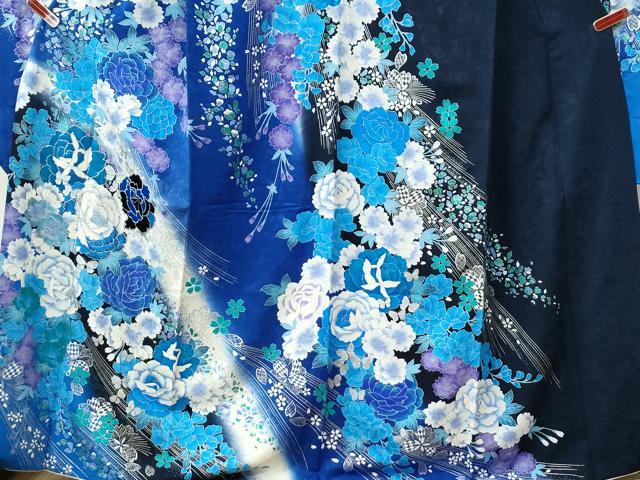 平和屋着物●豪華振袖 花蝶文 ラメ糸 暈し染め 銀彩 正絹 逸品 CAAU2068yc