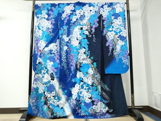 平和屋着物●豪華振袖 花蝶文 ラメ糸 暈し染め 銀彩 正絹 逸品 CAAU2068yc