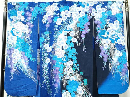 平和屋着物●豪華振袖 花蝶文 ラメ糸 暈し染め 銀彩 正絹 逸品 CAAU2068yc