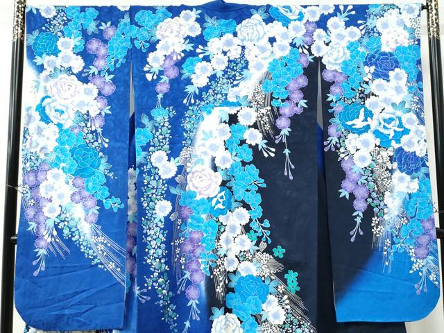 平和屋着物●豪華振袖 花蝶文 ラメ糸 暈し染め 銀彩 正絹 逸品 CAAU2068yc