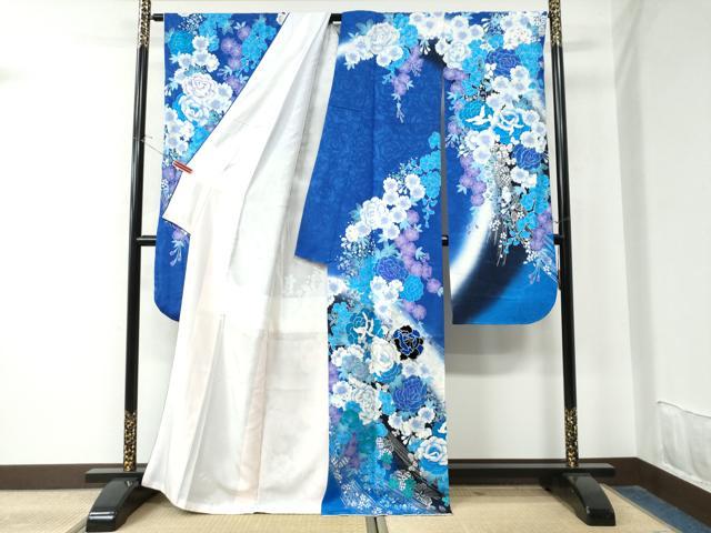 平和屋着物●豪華振袖 花蝶文 ラメ糸 暈し染め 銀彩 正絹 逸品 CAAU2068yc