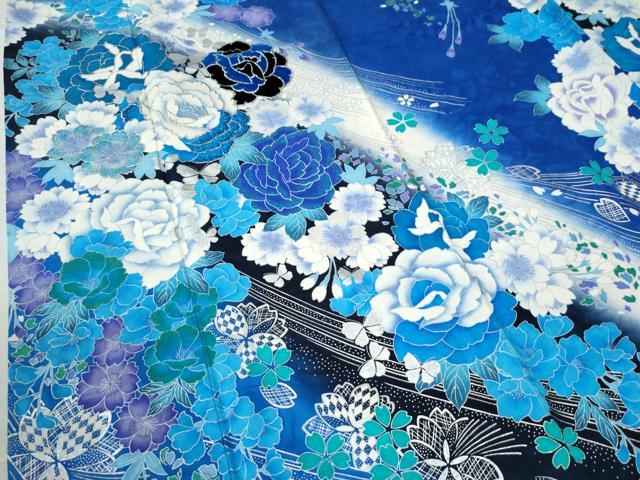 平和屋着物●豪華振袖 花蝶文 ラメ糸 暈し染め 銀彩 正絹 逸品 CAAU2068yc