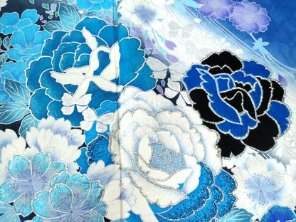 平和屋着物●豪華振袖 花蝶文 ラメ糸 暈し染め 銀彩 正絹 逸品 CAAU2068yc