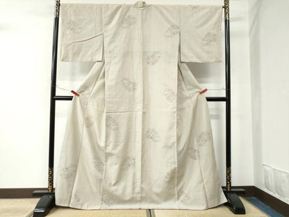 平和屋着物●結城紬　100亀甲　飛び亀甲柄　草花丸文　正絹　逸品　CAAU2069yc