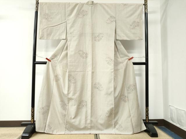 平和屋着物●結城紬　100亀甲　飛び亀甲柄　草花丸文　正絹　逸品　CAAU2069yc