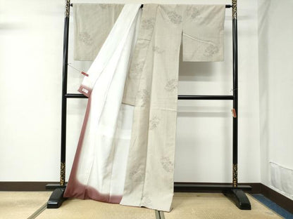 平和屋着物●結城紬　100亀甲　飛び亀甲柄　草花丸文　正絹　逸品　CAAU2069yc