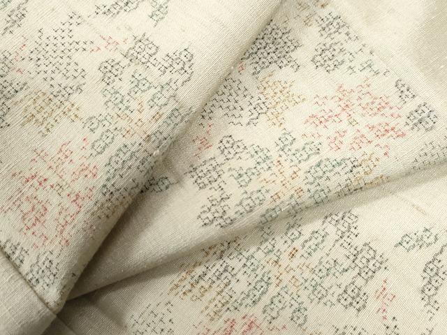 平和屋着物●結城紬　100亀甲　飛び亀甲柄　草花丸文　正絹　逸品　CAAU2069yc