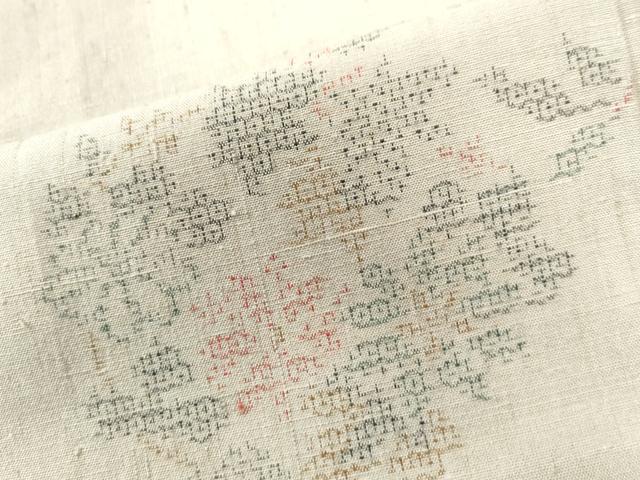 平和屋着物●結城紬　100亀甲　飛び亀甲柄　草花丸文　正絹　逸品　CAAU2069yc