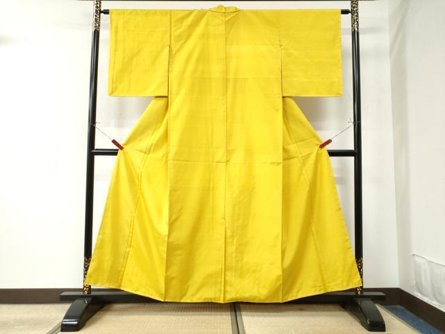 平和屋着物●上質な紬　色無地　向日葵色　正絹　逸品　未使用　CAAU2078yc