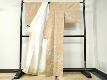 平和屋着物●訪問着 紬地 手描き 辻が花 正絹 逸品 CAAU2081yc