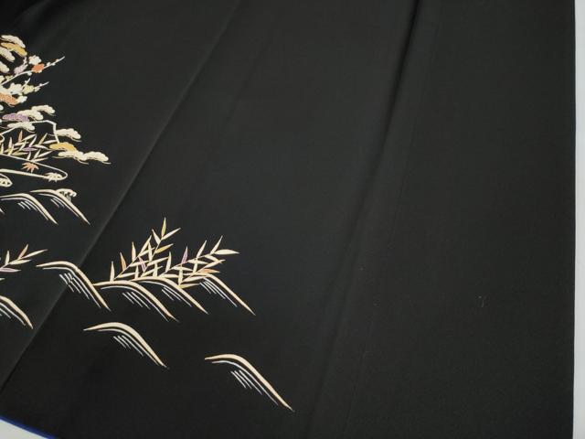 平和屋着物●訪問着 御所解松竹梅花文 黒地 金彩 正絹 逸品 CAAU2098yc