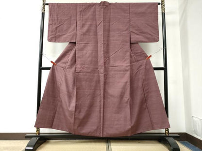 平和屋着物●結城紬 色無地 栗皮茶色 正絹 逸品 CAAU2104yc