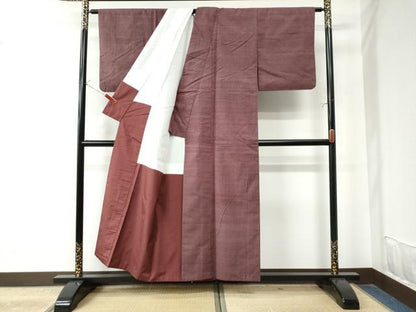 平和屋着物●結城紬 色無地 栗皮茶色 正絹 逸品 CAAU2104yc