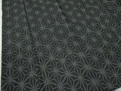 平和屋着物●上質な紬 100亀甲 麻の葉文様 黒地 正絹 逸品 CAAU2132yc