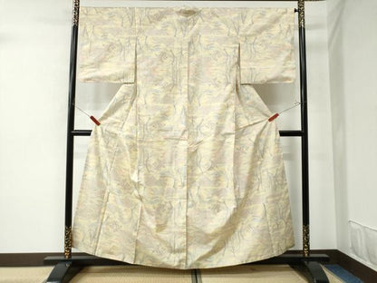 平和屋着物●本場大島紬　7マルキ　霞遠山樹林文　正絹　逸品　CAAU2133yc