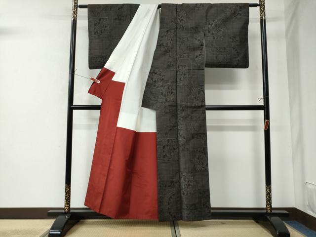 平和屋着物●本場大島紬　吉祥花文　正絹　逸品　CAAU2138yc