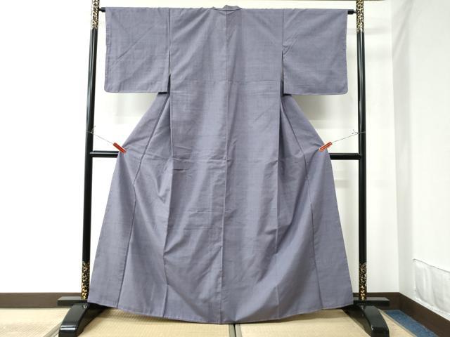 平和屋着物●結城紬 色無地 薄鼠色 正絹 逸品 未使用 CAAU2140yc