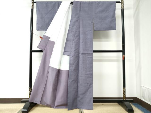 平和屋着物●結城紬 色無地 薄鼠色 正絹 逸品 未使用 CAAU2140yc