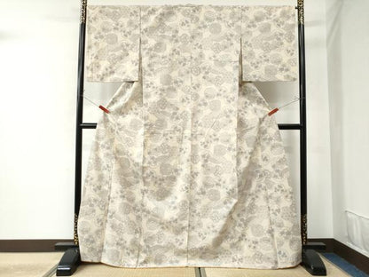平和屋着物●上質な紬　吉祥花文　正絹　逸品　CAAU2150yc