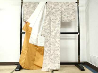 平和屋着物●上質な紬　吉祥花文　正絹　逸品　CAAU2150yc