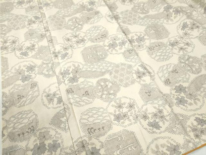 平和屋着物●上質な紬　吉祥花文　正絹　逸品　CAAU2150yc