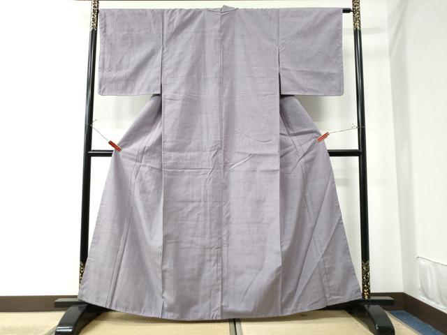 平和屋着物●本場結城紬 重要無形文化財 色無地 藤紫色 正絹 逸品 未使用 CAAU2155yc